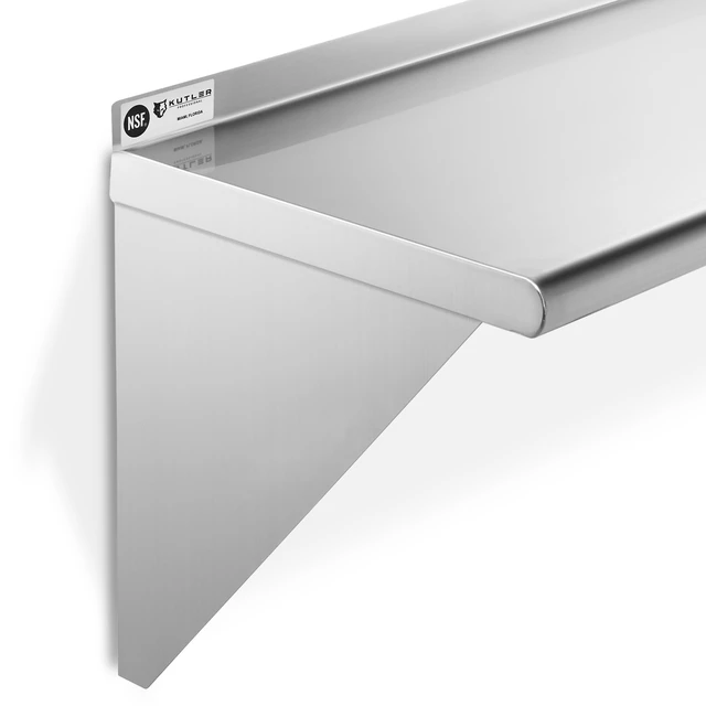 Alt view image 3 of 6 - KUTLER Stainless Steel Shelf - 12" x 24", NSF Commercial Wall Mount Shelves for Restaurant, Kitchen, Home