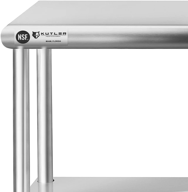 Alt view image 5 of 6 - KUTLER Stainless Steel Double Overshelf 60" x 12", NSF Commercial 2-Tier Shelf for Prep and Work Tables