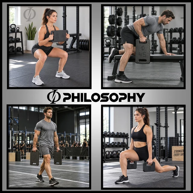 Alt view image 4 of 6 - Philosophy Gym Cast Iron Ruck Weight - 10 LB Weighted Fitness Plate with Handle