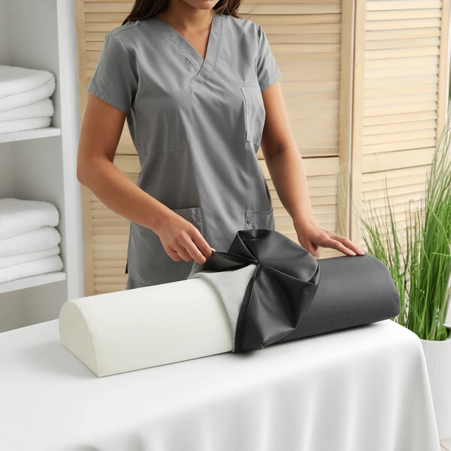 Alt view image 3 of 6 - Salon Sundry Half Round Jumbo Massage Table Bolster Under Knee Pillow Pad - 26 x 9 x 4.5 Inch