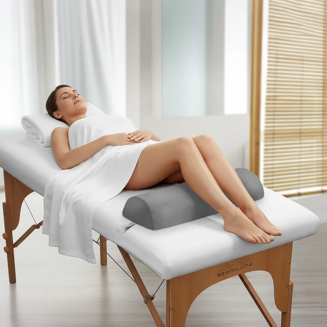 Alt view image 3 of 6 - Saloniture Jumbo Half Round Massage Table Bolster Under-Knee Pillow Pad - 26 x 9 x 4.5 Inch - Gray Velour