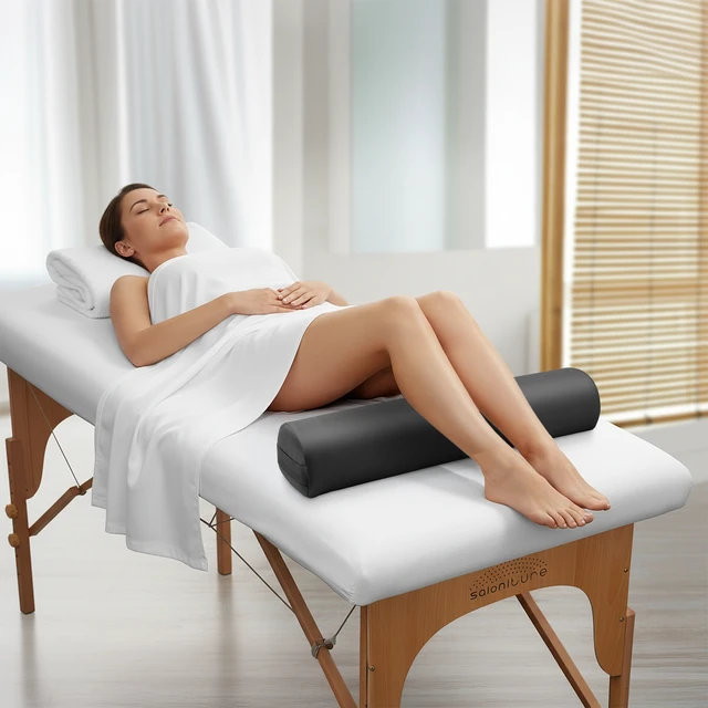Alt view image 2 of 6 - Saloniture 3/4 Round Massage Table Bolster Under-Knee Pillow Pad - 26 x 6 x 4-1/2 Inch - Black