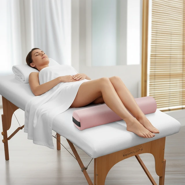 Alt view image 2 of 6 - Saloniture 3/4 Round Massage Table Bolster Under-Knee Pillow Pad - 26 x 6 x 4-1/2 Inch - Pink