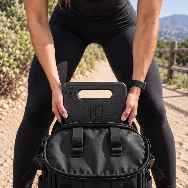 Alt view image 2 of 6 - Philosophy Gym Cast Iron Ruck Weight - 10 LB Weighted Fitness Plate with Handle