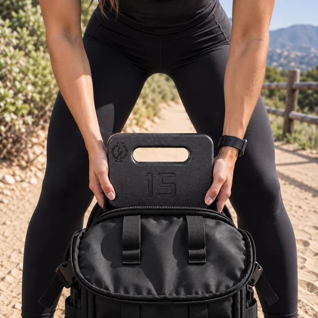 Alt view image 2 of 6 - Philosophy Gym Cast Iron Ruck Weight - 15 LB Weighted Fitness Plate with Handle