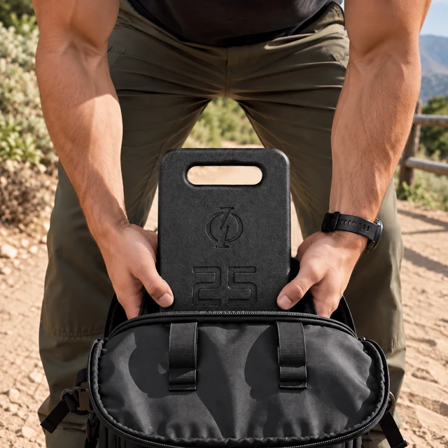 Alt view image 2 of 6 - Philosophy Gym Cast Iron Ruck Weight - 25 LB Weighted Fitness Plate with Handle
