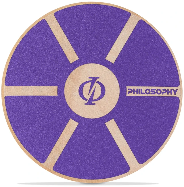 Main image of Philosophy Gym Wobble Balance Board, Round Wooden Exercise Trainer for Adults, Core Strength - Purple