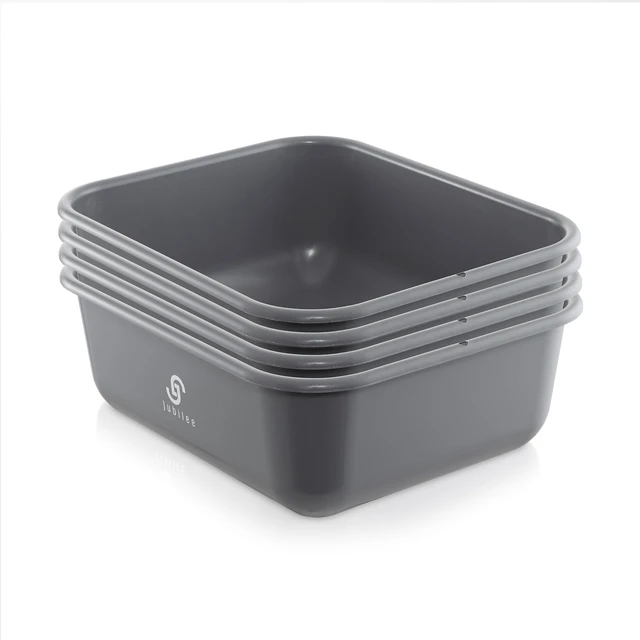 Alt view image 2 of 6 - Jubilee 4-Pk Plastic Storage Bin, 11L Gray Heavy Duty Commercial Busser Utility Tub