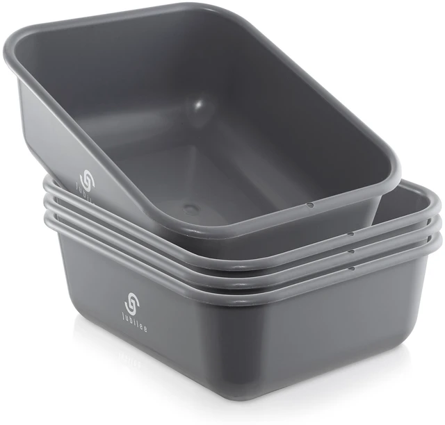 Main image of Jubilee 4-Pk Plastic Storage Bin, 11L Gray Heavy Duty Commercial Busser Utility Tub