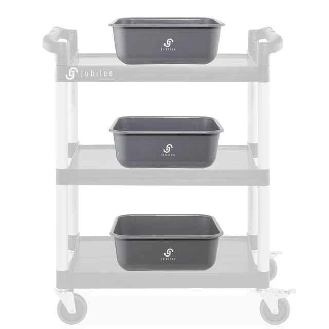 Alt view image 4 of 6 - Jubilee 4-Pk Plastic Storage Bin, 11L Gray Heavy Duty Commercial Busser Utility Tub
