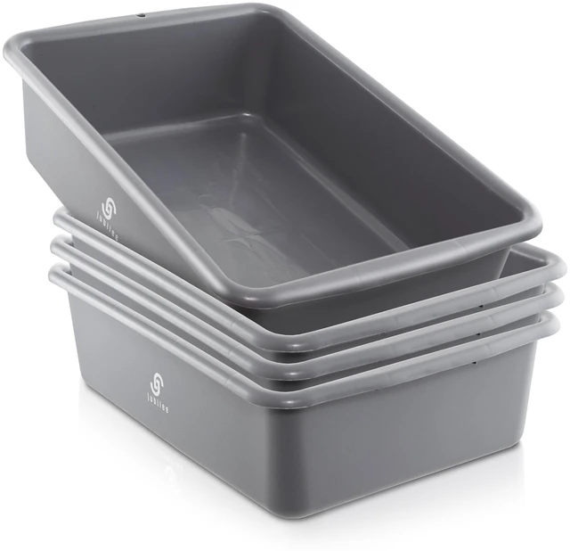 Main image of Jubilee 4-Pk Plastic Storage Bin, 20L Gray Heavy Duty Commercial Busser Utility Tub