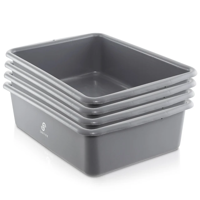 Alt view image 2 of 6 - Jubilee 4-Pk Plastic Storage Bin, 20L Gray Heavy Duty Commercial Busser Utility Tub