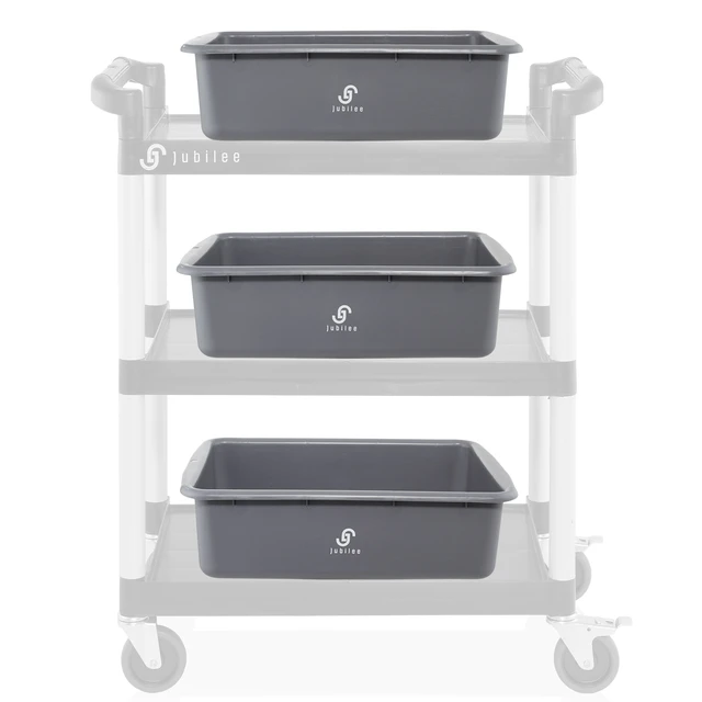 Alt view image 4 of 6 - Jubilee 4-Pk Plastic Storage Bin, 20L Gray Heavy Duty Commercial Busser Utility Tub