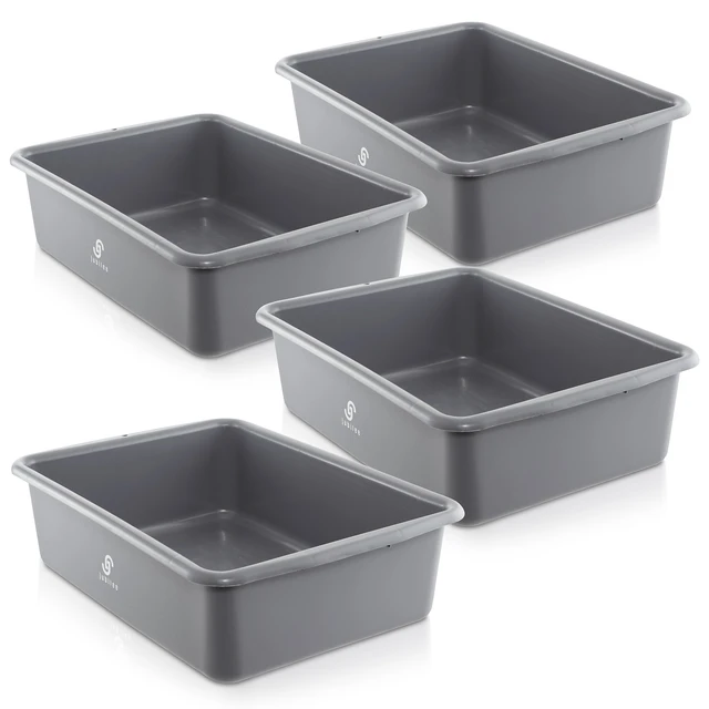 Alt view image 3 of 6 - Jubilee 4-Pk Plastic Storage Bin, 20L Gray Heavy Duty Commercial Busser Utility Tub