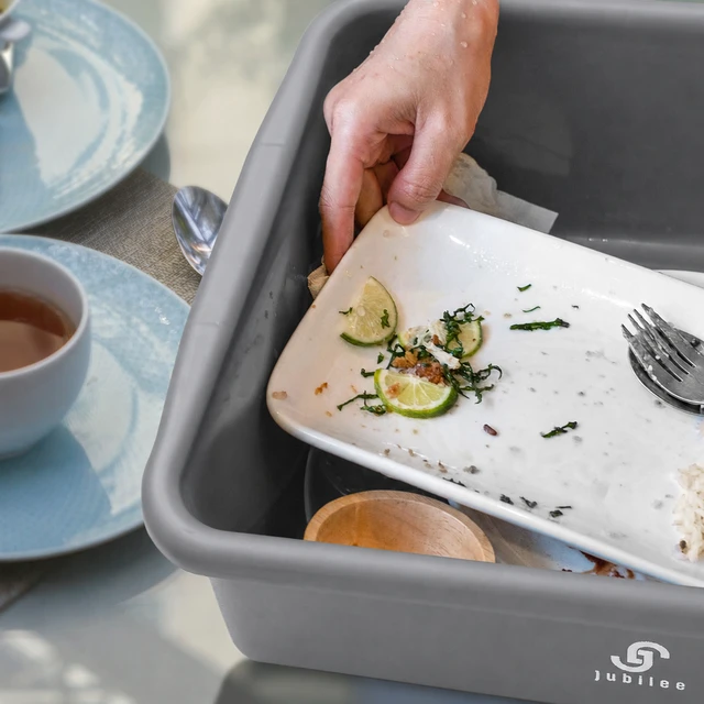 Alt view image 5 of 6 - Jubilee 4-Pk Plastic Storage Bin, 20L Gray Heavy Duty Commercial Busser Utility Tub