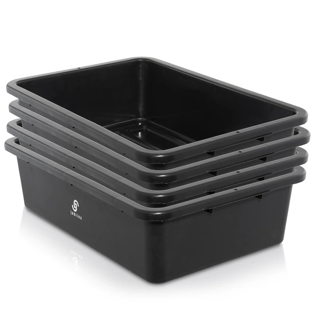Alt view image 2 of 6 - Jubilee 4-Pk Plastic Storage Bin, 32L Black Heavy Duty Commercial Busser Utility Tub