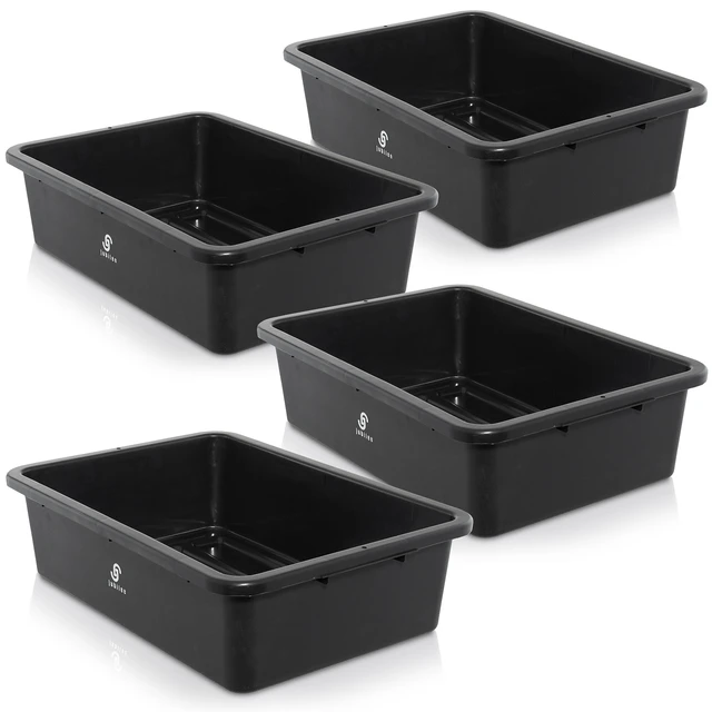 Alt view image 3 of 6 - Jubilee 4-Pk Plastic Storage Bin, 32L Black Heavy Duty Commercial Busser Utility Tub