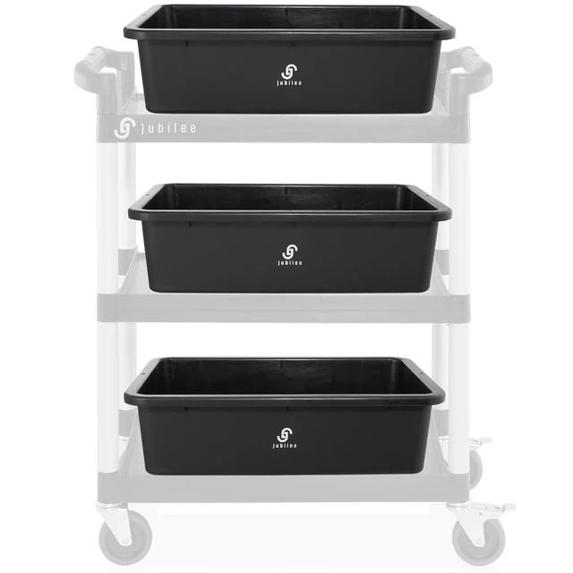 Alt view image 4 of 6 - Jubilee 4-Pk Plastic Storage Bin, 32L Black Heavy Duty Commercial Busser Utility Tub