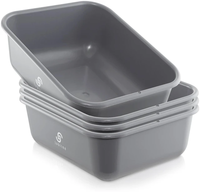 Main image of Jubilee 4-Pk Plastic Storage Bin, 11L Gray Heavy Duty Commercial Busser Utility Tub