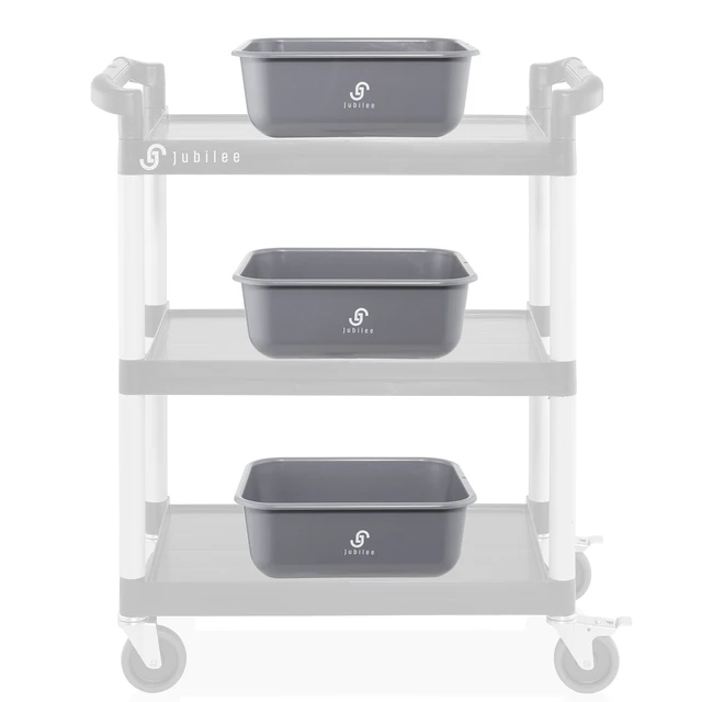 Alt view image 4 of 6 - Jubilee 4-Pk Plastic Storage Bin, 11L Gray Heavy Duty Commercial Busser Utility Tub