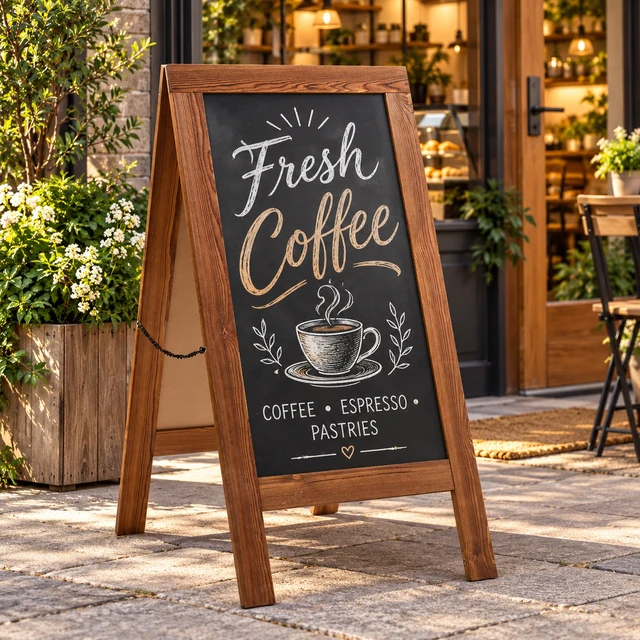 Alt view image 6 of 6 - Casafield A-Frame Chalkboard Sign, 40 x 20 Rustic Brown Wooden Double-Sided Magnetic Easel Menu Board for Restaurants, Cafes, Sidewalks, Weddings