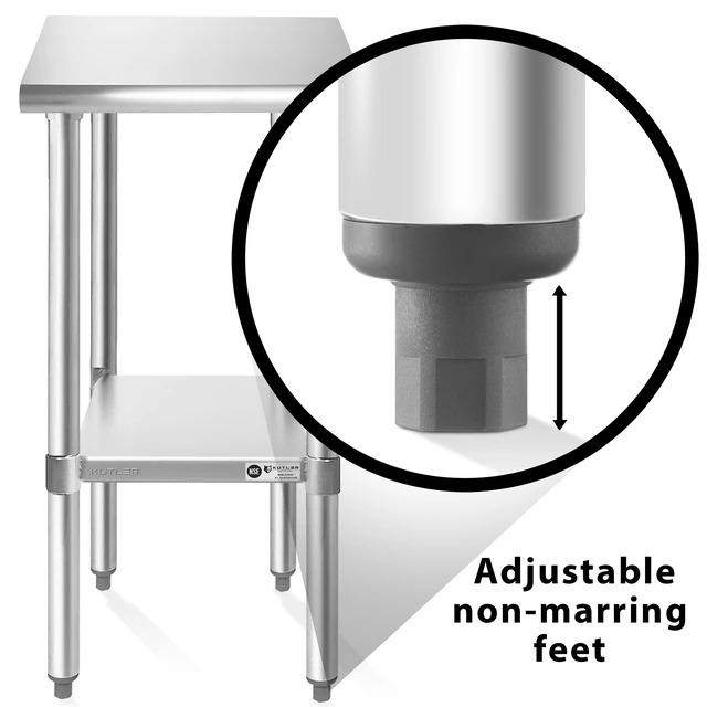 Alt view image 5 of 6 - KUTLER Stainless Steel Table with Caster Wheels 24" x 12", NSF Commercial Kitchen Prep and Work Table with Undershelf