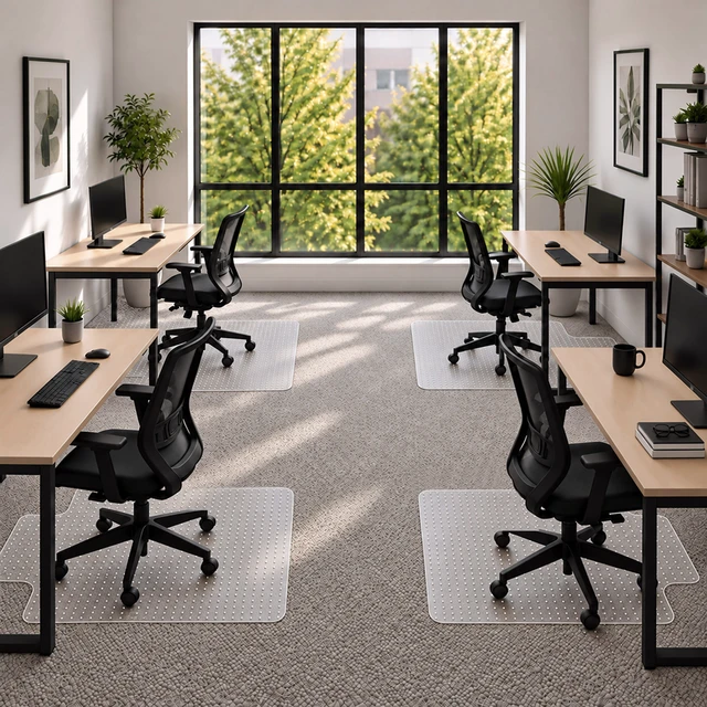 Alt view image 5 of 6 - WorkOnIt Office Chair Mat for Low Pile Carpet with Lip, 48" x 36" Clear Desk Chair Floor Mat for Home and Office