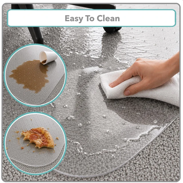 Alt view image 6 of 6 - WorkOnIt Office Chair Mat for Low Pile Carpet with Lip, 48" x 36" Clear Desk Chair Floor Mat for Home and Office