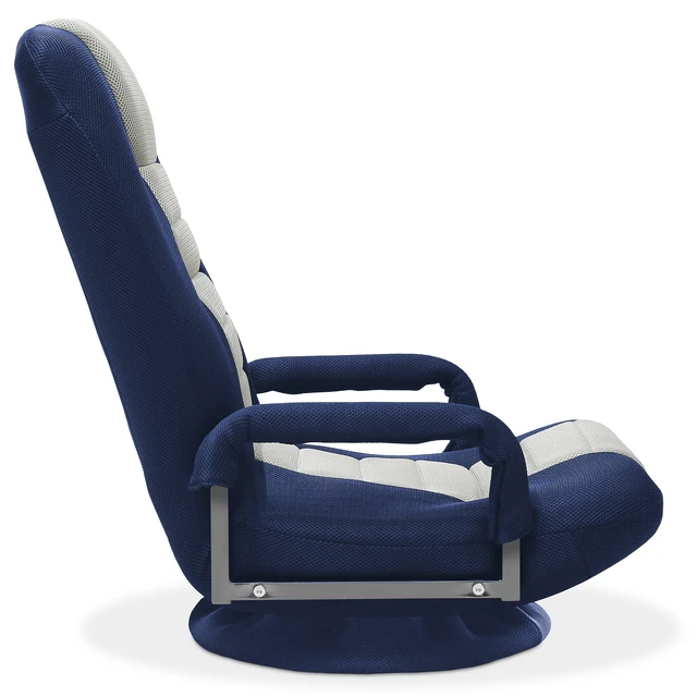 Alt view image 5 of 6 - Casafield Swivel Gaming Floor Chair for TV, Playing Video Games with Armrest and 6 Position Adjustable Backrest - Blue/Gray