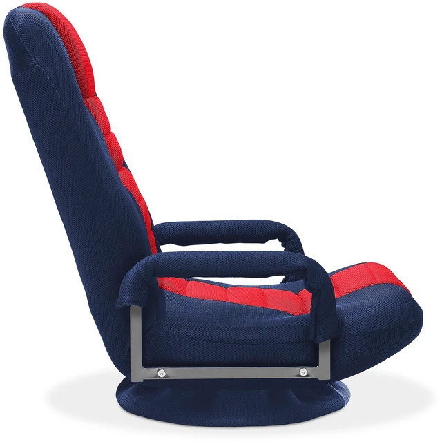 Alt view image 5 of 6 - Casafield Swivel Gaming Floor Chair for TV, Playing Video Games with Armrest and 6 Position Adjustable Backrest - Blue/Red