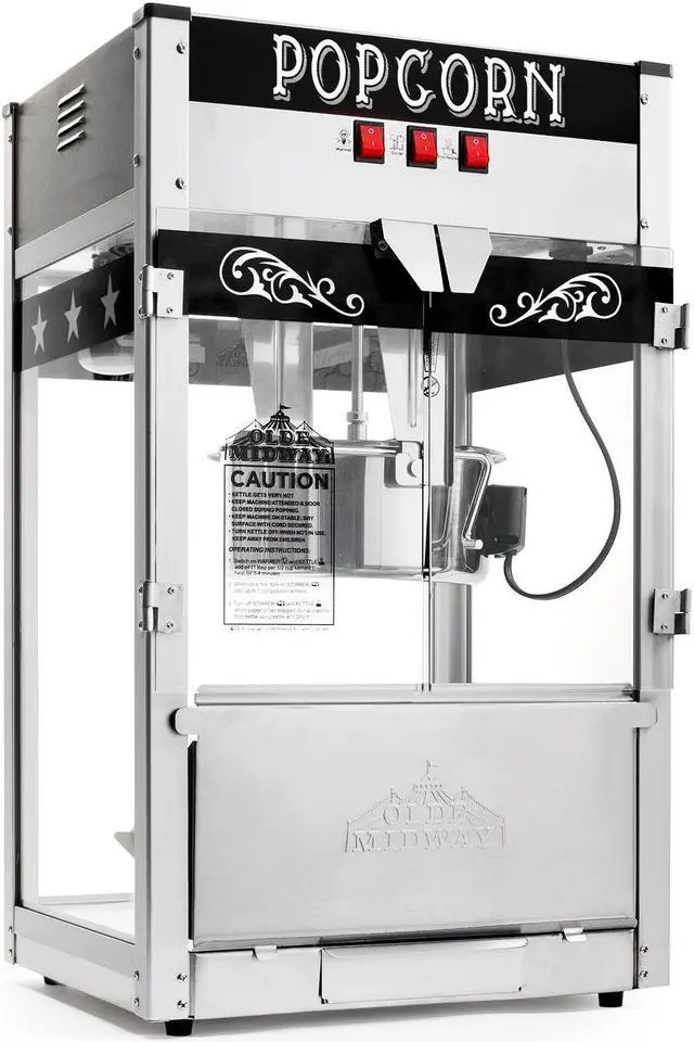 Main image of Olde Midway Commercial Popcorn Machine Maker Popper with Large 12-Ounce Kettle - Black