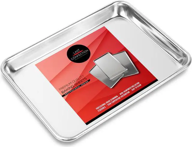 Alt view image 2 of 6 - Last Confection 12 Cookie Baking Sheets 9" x 13" - Small Rimmed Aluminum Jelly Roll Trays - Quarter Sheet Pans