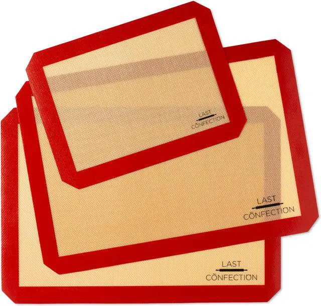 Main image of Last Confection Silicone Baking Mat - Set of 3 Non-Stick Professional Food Safe Tray Pan Liners - 2 Half Sheet (11-5/8" x 16-1/2") 1 Quarter Sheet (8-1/2" x 11-1/2")