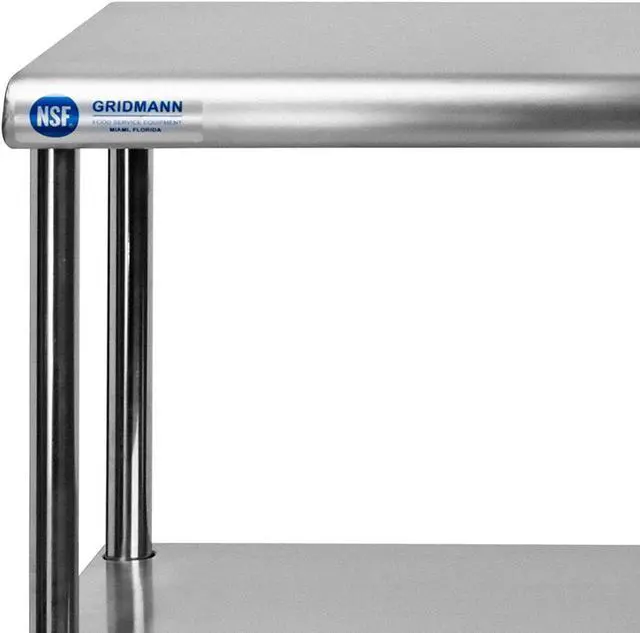 Alt view image 5 of 5 - GRIDMANN NSF Stainless Steel Commercial 2 Tier Double Overshelf 60 in. x 12 in. for Kitchen Prep & Work Table