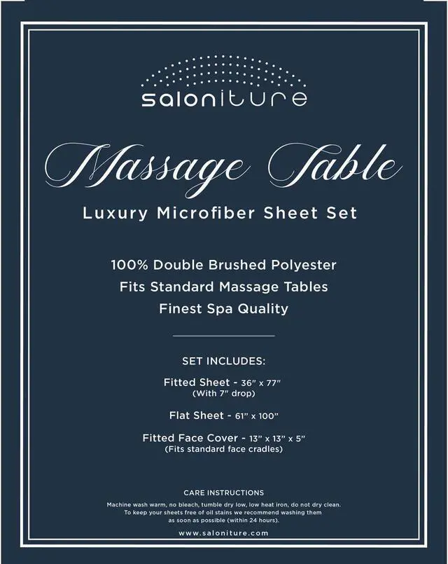 Alt view image 3 of 7 - Saloniture 3-Piece Microfiber Massage Table Sheet Set - Premium Facial Bed Cover - Includes Flat and Fitted Sheets with Face Cradle Cover - White
