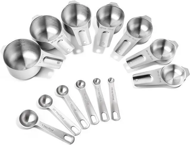 Alt view image 2 of 5 - Last Confection 13pc Stainless Steel Measuring Spoon & Cup Set - Kitchen Measurements for Dry Spices and Liquid Cooking & Baking Ingredients
