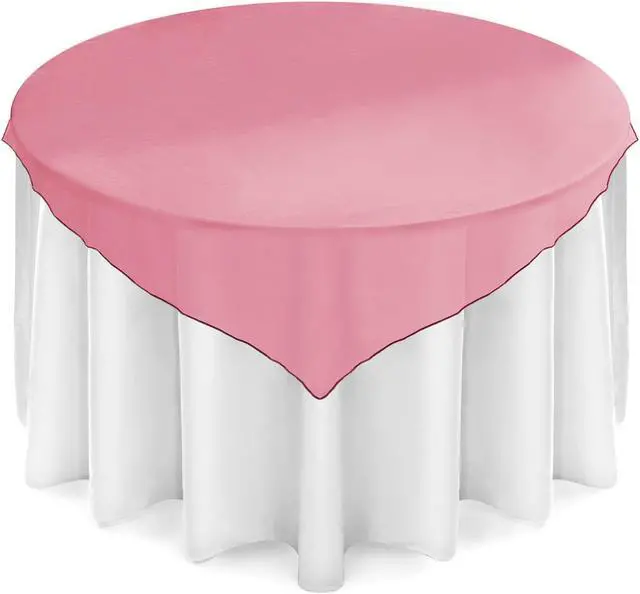 Main image of Lann's Linens Organza Wedding Table Overlay - Tablecloth Topper (72" Square - Burgundy)