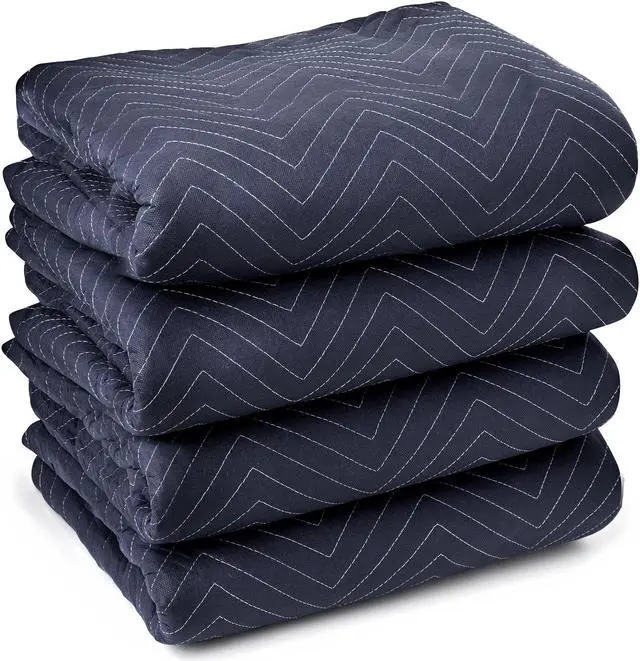 Main image of Sure-Max 4 Moving & Packing Blankets - Pro Economy - 80" x 72" (35 lb/dz weight) - Professional Quilted Shipping Furniture Pads Navy Blue and Black