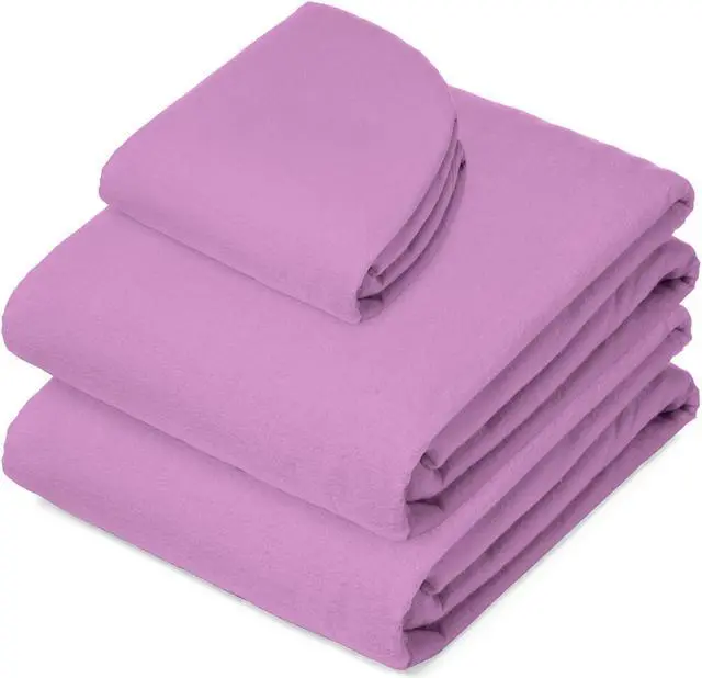 Alt view image 2 of 6 - Saloniture 3-Piece Flannel Massage Table Sheet Set - Soft Cotton Facial Bed Cover - Includes Flat and Fitted Sheets with Face Cradle Cover - Lavender Purple