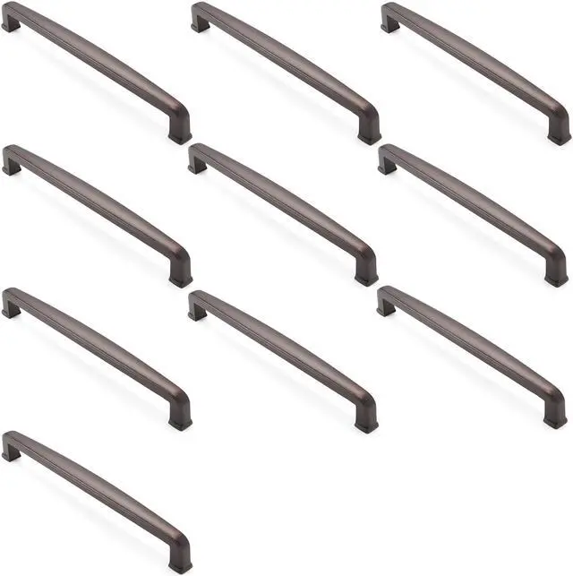 Alt view image 3 of 7 - Cauldham 10 Pack Solid Kitchen Cabinet Handles (7-1/2" Hole Centers) - Drawer/Door Hardware - Style T765 - Oil Rubbed Bronze