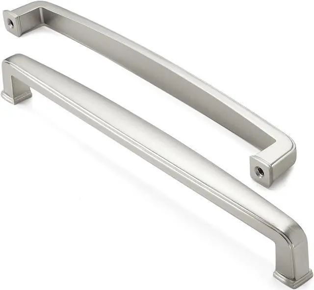 Alt view image 2 of 6 - Cauldham 5 Pack Solid Kitchen Cabinet Handles (7-1/2" Hole Centers) - Drawer/Door Hardware - Style T765 - Satin Nickel