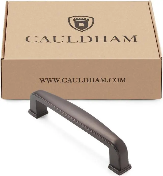 Alt view image 4 of 7 - Cauldham 5 Pack Solid Kitchen Cabinet Handles (5" Hole Centers) - Drawer/Door Hardware - Style T765 - Matte Black