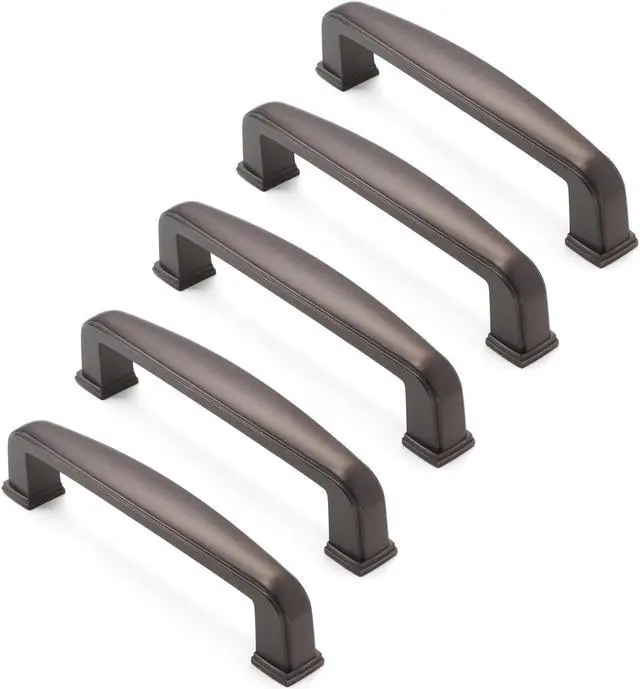 Alt view image 3 of 7 - Cauldham 5 Pack Solid Kitchen Cabinet Handles (5" Hole Centers) - Drawer/Door Hardware - Style T765 - Matte Black
