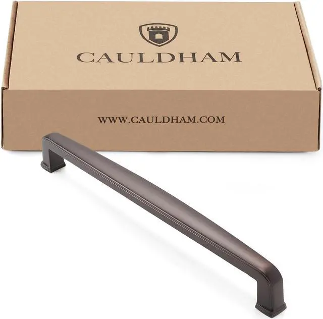 Alt view image 4 of 7 - Cauldham 10 Pack Solid Kitchen Cabinet Handles (7-1/2" Hole Centers) - Drawer/Door Hardware - Style T765 - Oil Rubbed Bronze
