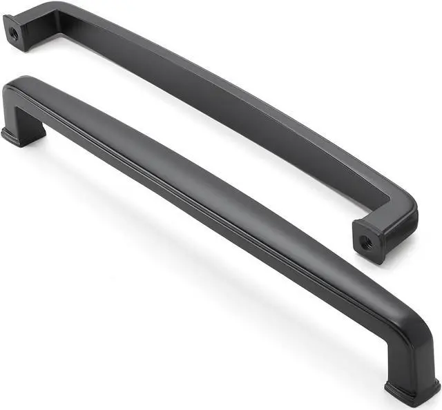 Alt view image 2 of 6 - Cauldham 5 Pack Solid Kitchen Cabinet Handles (7-1/2" Hole Centers) - Drawer/Door Hardware - Style T765 - Matte Black