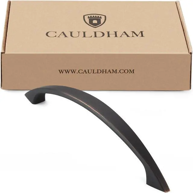 Alt view image 4 of 7 - Cauldham 10 Pack Solid Kitchen Cabinet Arch Pulls Handles (5" Hole Centers) - Curved Drawer/Door Hardware - Style M243 - Oil Rubbed Bronze