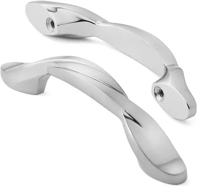 Alt view image 2 of 7 - Cauldham 25 Pack Solid Braided Kitchen Cabinet Pulls Handles (3" Hole Centers) - Drawer/Door Hardware - Style M260 - Satin Nickel