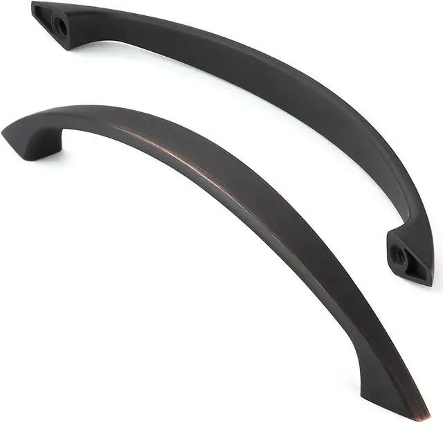 Alt view image 2 of 7 - Cauldham 10 Pack Solid Kitchen Cabinet Arch Pulls Handles (5" Hole Centers) - Curved Drawer/Door Hardware - Style M243 - Oil Rubbed Bronze