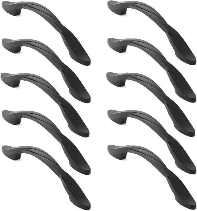 Alt view image 3 of 7 - Cauldham 10 Pack Solid Braided Kitchen Cabinet Pulls Handles (5" Hole Centers) - Drawer/Door Hardware - Style M260 - Matte Black