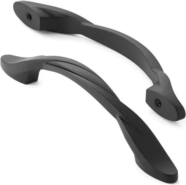 Alt view image 2 of 7 - Cauldham 10 Pack Solid Braided Kitchen Cabinet Pulls Handles (5" Hole Centers) - Drawer/Door Hardware - Style M260 - Matte Black